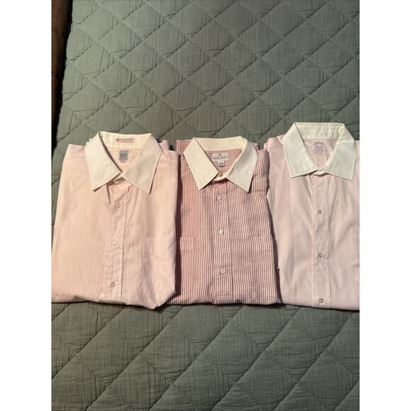 Vintage Oxfords Lot of 3 Men's Size L & 16.5 Pink W/ White Collar/cuff - Picture 1 of 7